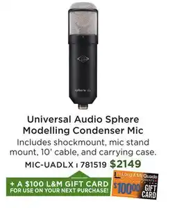 Long & McQuade Universal Audio Sphere Modelling Condenser Mic offer
