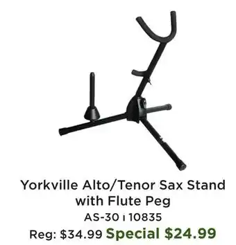Long & McQuade Yorkville Alto/Tenor Sax Stand with Flute Peg offer