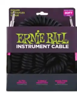 Long & McQuade 30' Coiled Straight/Straight Instrument Cable - Black offer