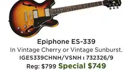 Long & McQuade Inspired by Gibson ES-339 - Cherry offer