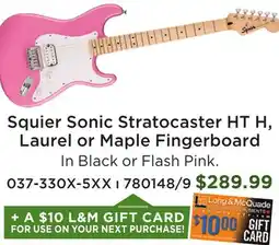 Long & McQuade Squier Sonic Stratocaster HT H, Laurel or Maple Fingerboard offer