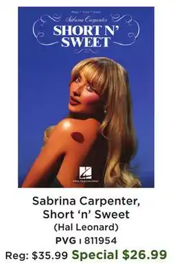 Long & McQuade Sabrina Carpenter: Short N' Sweet - Piano/Vocal/Guitar - Book offer