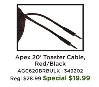 Long & McQuade 20 Foot Bulk Instrument Cable - Red/Black offer