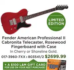 Long & McQuade American Professional II Cabronita Telecaster, Rosewood Fingerboard - Crimson Transparent offer