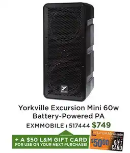 Long & McQuade Yorkville Excursion Mini 60w Battery-Powered PA offer