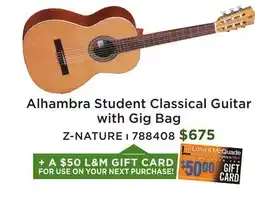 Long & McQuade Z-Nature Student Classical Guitar with Gig Bag offer