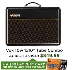 Long & McQuade AC10C1 10 Watt 1x10 Tube Combo offer