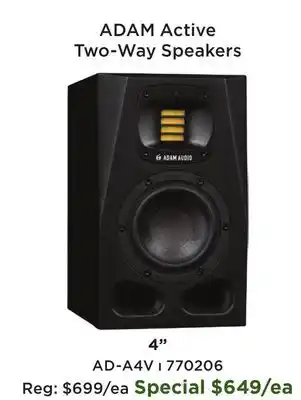 Long & McQuade A4V Active Two-Way Speaker - Black (Single) offer