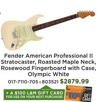 Long & McQuade Limited Edition American Professional II Stratocaster, Rosewood Fingerboard - Olympic White offer