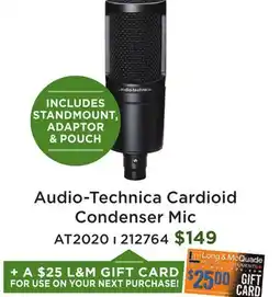 Long & McQuade Audio-Technica Cardioid Condenser Mic offer