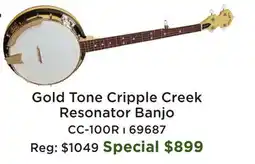 Long & McQuade Gold Tone Cripple Creek Resonator Banjo offer