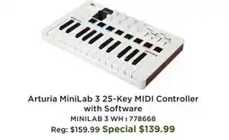 Long & McQuade MiniLab 3 25-Key MIDI Controller w/Software - White offer