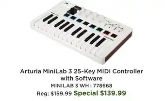 Long & McQuade MiniLab 3 25-Key MIDI Controller w/Software - White offer
