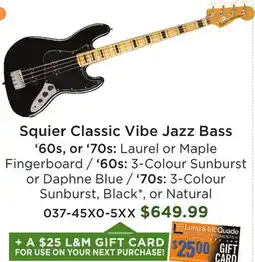 Long & McQuade Squier Classic Vibe Jazz Bass offer