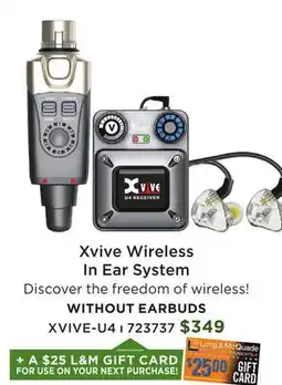 Long & McQuade XVIVE-U4 Wireless In Ear System offer