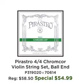 Long & McQuade Pirastro 4/4 Chromcor Violin String Set End Ball offer