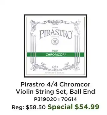 Long & McQuade Pirastro 4/4 Chromcor Violin String Set End Ball offer