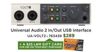 Long & McQuade Universal Audio 2 In/Out USB Interface offer