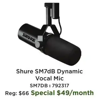 Long & McQuade Shure SM7dB Dynamic Vocal Mic SM7DB offer