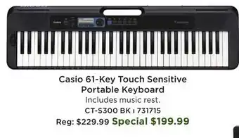 Long & McQuade Casio 61-Key Touch Sensitive Portable Keyboard offer