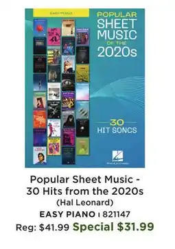 Long & McQuade Popular Sheet Music - 30 Hits from the 2020s - Easy Piano - Book offer