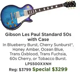 Long & McQuade Gibson Les Paul Standard 50s with Case offer