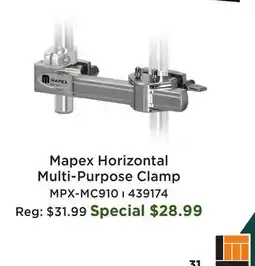 Long & McQuade Mapex Horizontal Multi-Purpose Clamp offer