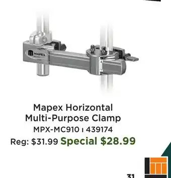 Long & McQuade Mapex Horizontal Multi-Purpose Clamp offer