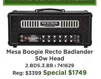 Long & McQuade Mesa Boogie Recto Badlander 50w Head 2. BD5.3. BB offer