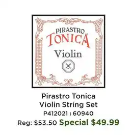 Long & McQuade Tonica Violin String Set offer