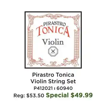 Long & McQuade Tonica Violin String Set offer