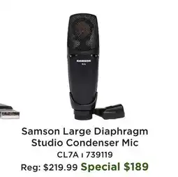 Long & McQuade CL7a Large Diaphragm Studio Condenser Microphone offer