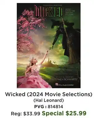 Long & McQuade Wicked: Music from the Motion Picture - Schwartz - Piano/Vocal - Book offer
