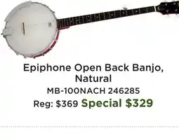 Long & McQuade Epiphone Open Back Banjo, Natural offer