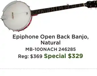 Long & McQuade Epiphone Open Back Banjo, Natural offer