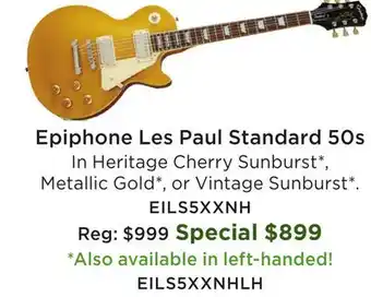 Long & McQuade Epiphone Les Paul Standard 50s offer