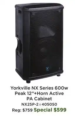 Long & McQuade NX Series 600 Watt Peak 12-Inch+Horn Active PA Cabinet offer