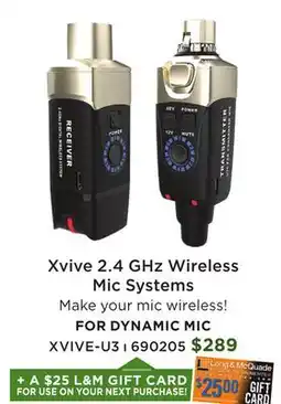 Long & McQuade U3 2.4 GHz Wireless Microphone System offer