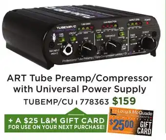Long & McQuade ART Tube Preamp/Compressor with Universal Power Supply offer