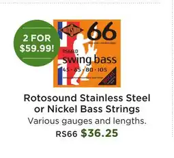 Long & McQuade Rotosound Stainless Steel or Nickel Bass Strings offer