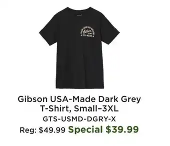Long & McQuade USA-Made Tee, Dark Gray - XL offer