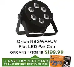 Long & McQuade ORCAN3 RBGWA+UV Flat LED Par Can offer