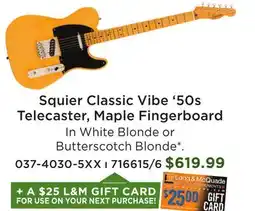 Long & McQuade Squier Classic Vibe '50s Telecaster, Maple Fingerboard White offer