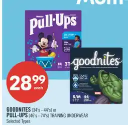 Shoppers Drug Mart GOODNITES (34's - 44's) or PULL-UPS (46's - 74's) TRAINING UNDERWEAR offer