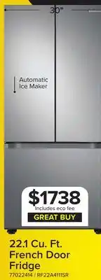 Leon's Samsung Stainless Steel French Door Refrigerator (22.1 cu.ft.) - RF22A4111SR/AA offer
