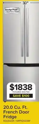 Leon's Frigidaire Gallery Smudge-Proof Stainless Steel French Door Refrigerator (20 Cu. Ft.) - GRFN2023AF offer