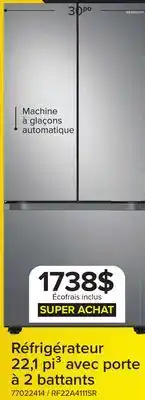 Leon's Samsung Réfrigérateur 22,1 pi³ avec porte à 2 battants acier inoxydable RF22A4111SR/AA offer