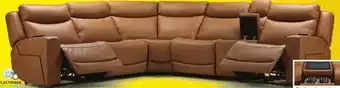 Leon's Jackson Sectionnel inclinable électrique en cuir 6 mcx avec chaleur et massage - noyer cendré offer