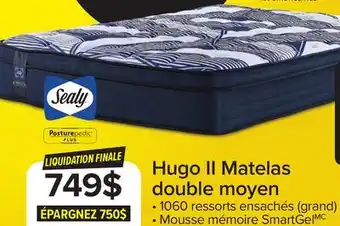 Leon's Sealy Posturepedic Plus Sterling Hugo II moyen à plateau euro Matelas double offer