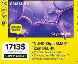 Leon's Samsung Téléviseur intelligent 85 po DEL 4K UHD Cristal avec SE Tizen UN85DU8000FXZC offer